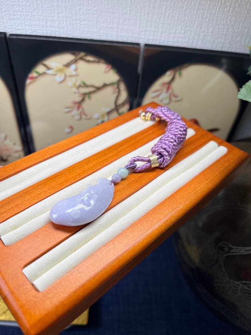 天然本翡翠、濃いラベンダー【善行】福瓜&【呱呱来财】金銭カエル　鑑定書付き