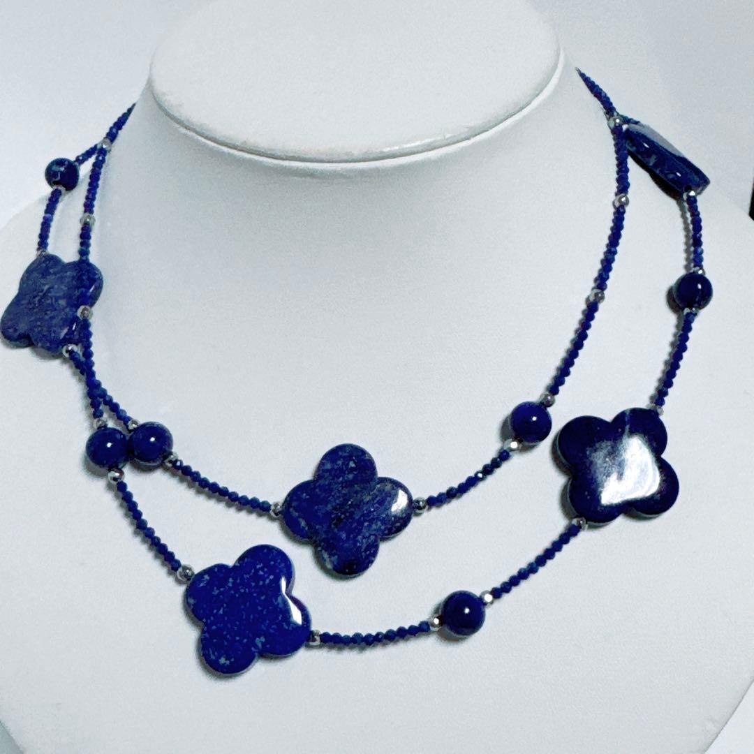 ラピスラズリクローバーデザインネックレスＮＯ26-2602
