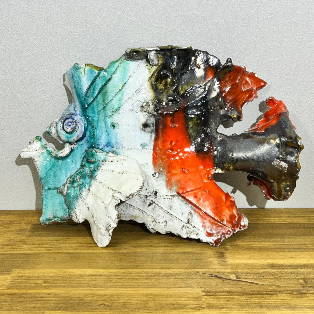 超美品 希少 森正 陶芸 万古焼 魚の壁掛け 現代アート 馬酔木窯