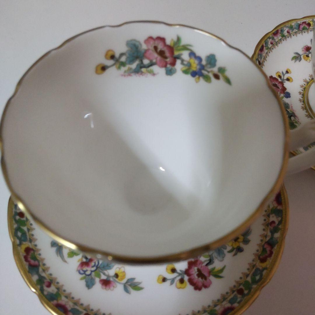 COALPORT Ming Rose ボーンチャイナ花柄カップ ソーサー2客
