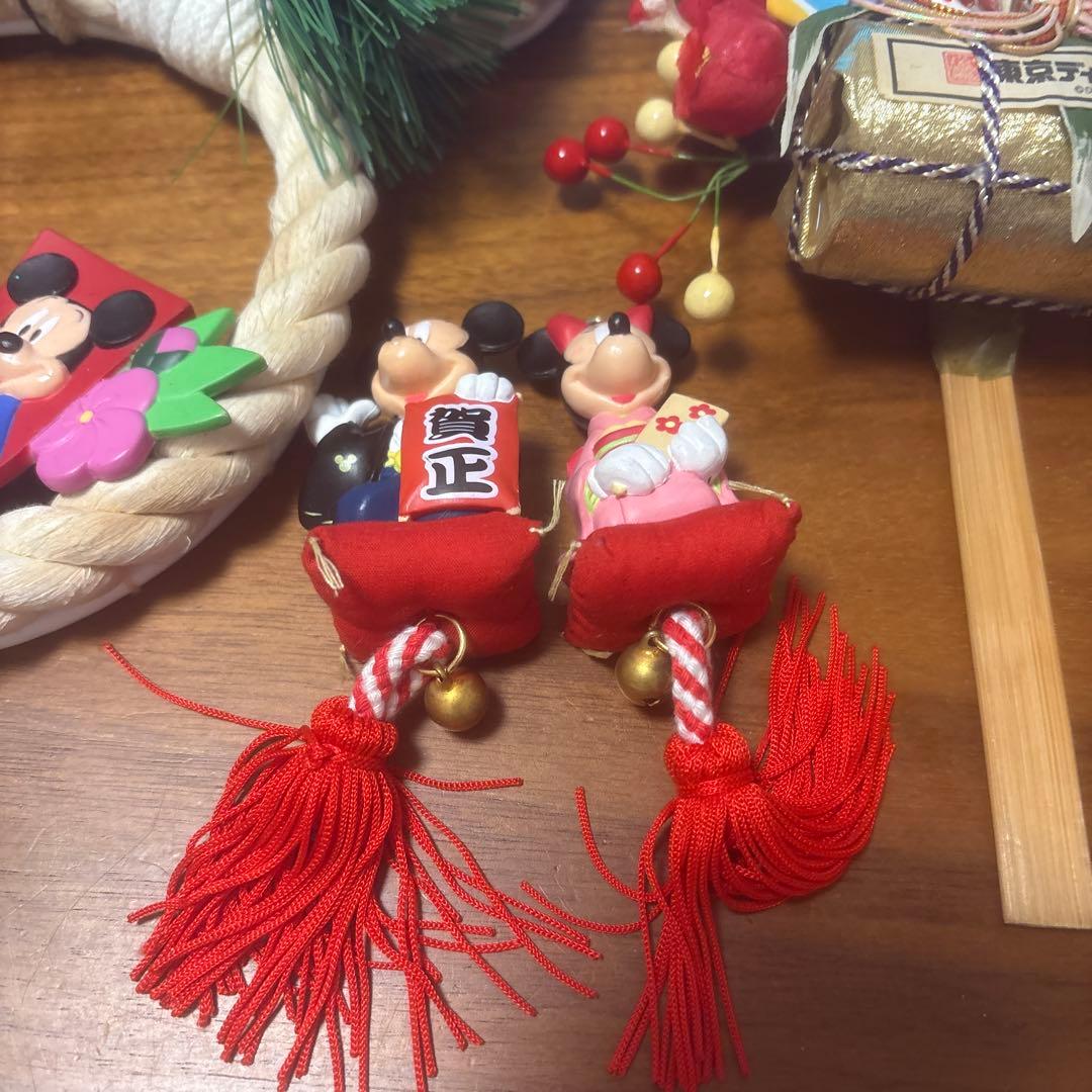ディズニーランド　熊手　しめ飾り　鈴　正月　ミッキー　ミニー