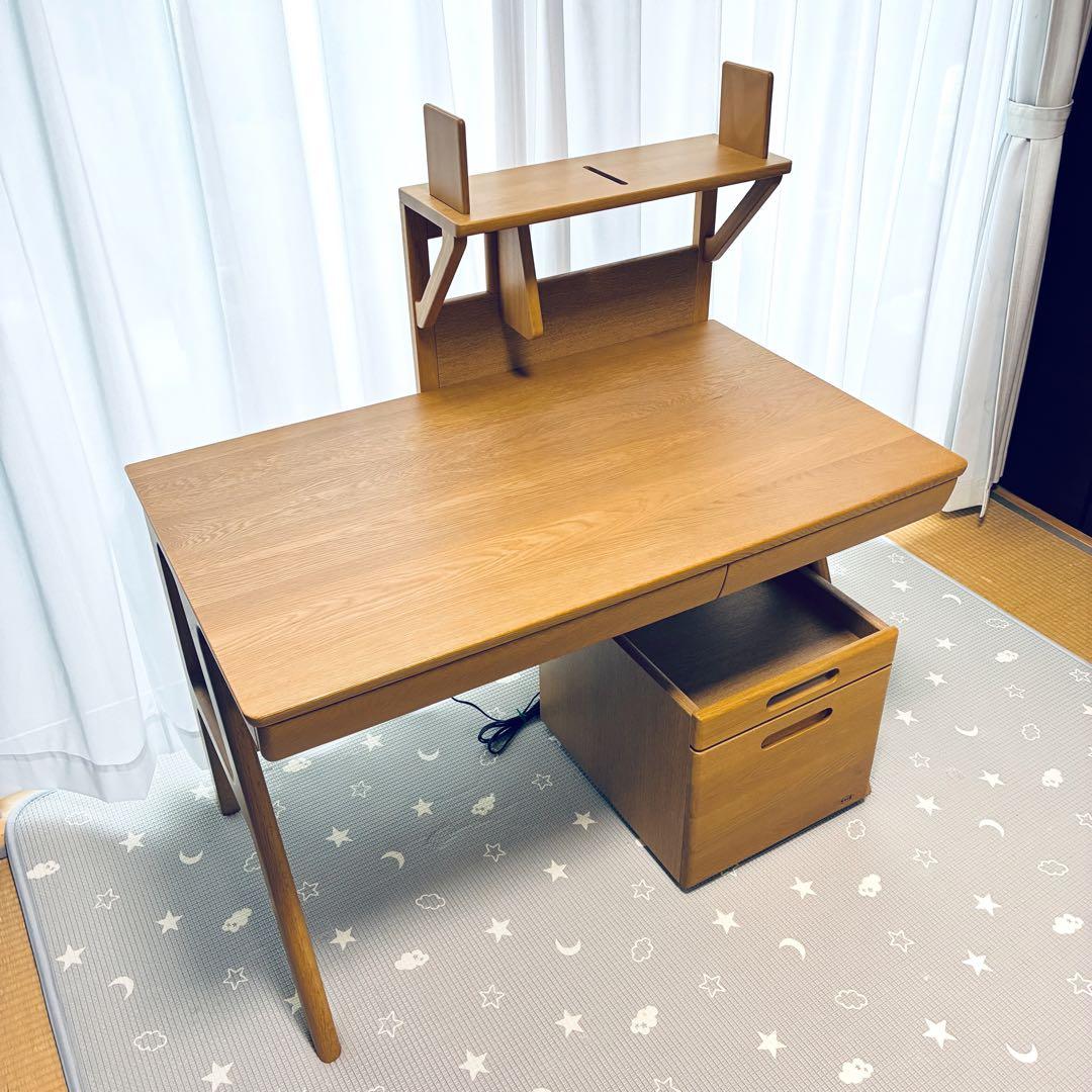 美品 浜本工芸 デスク 書斎机 PCデスク ワークデスク 学習机 ナラ材