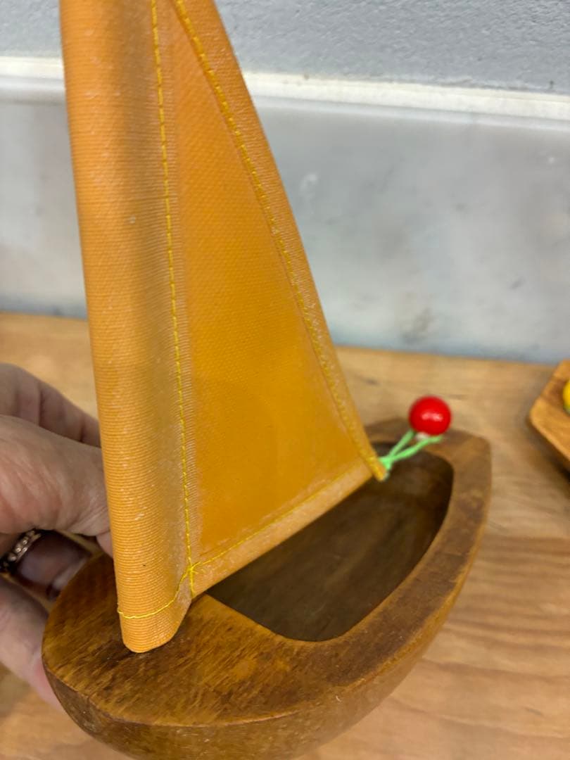 made in France 木製帆船型置物 2個セット　ヨット　PARI