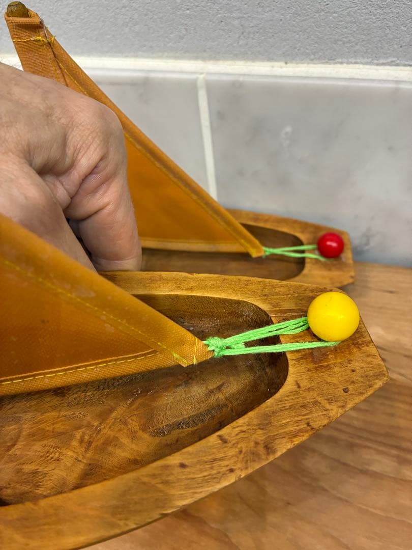 made in France 木製帆船型置物 2個セット　ヨット　PARI