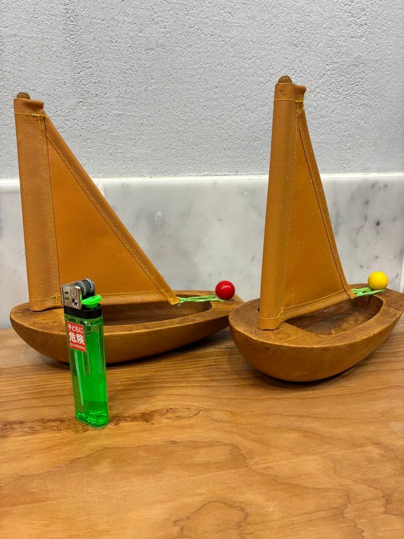 made in France 木製帆船型置物 2個セット　ヨット　PARI