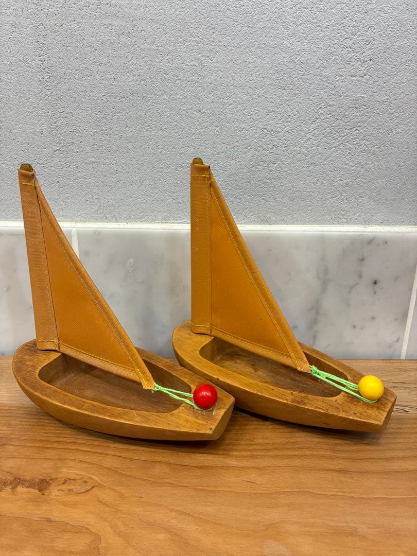 made in France 木製帆船型置物 2個セット　ヨット　PARI