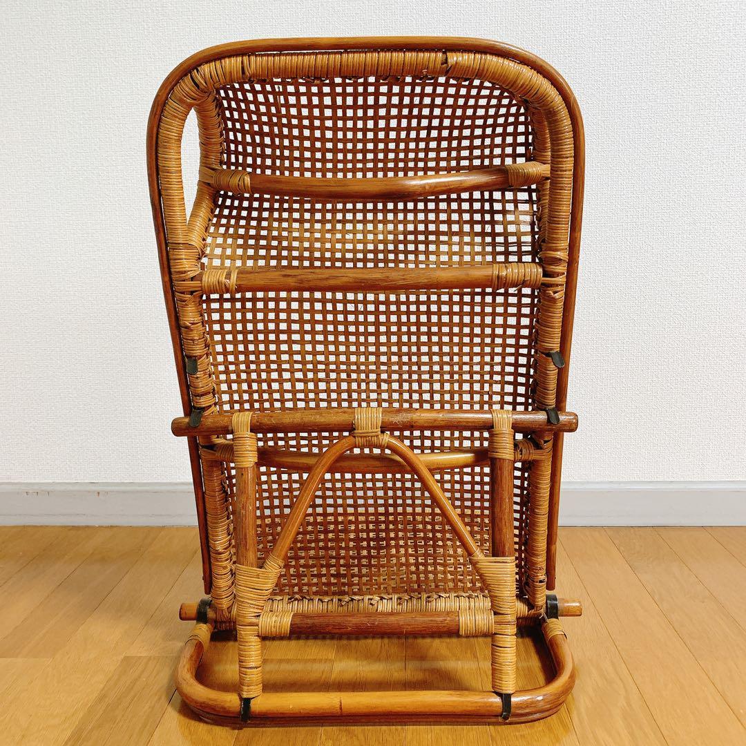 ラタン 藤 座椅子 ２脚 セット 折りたたみ リクライニング ハイバック 希少