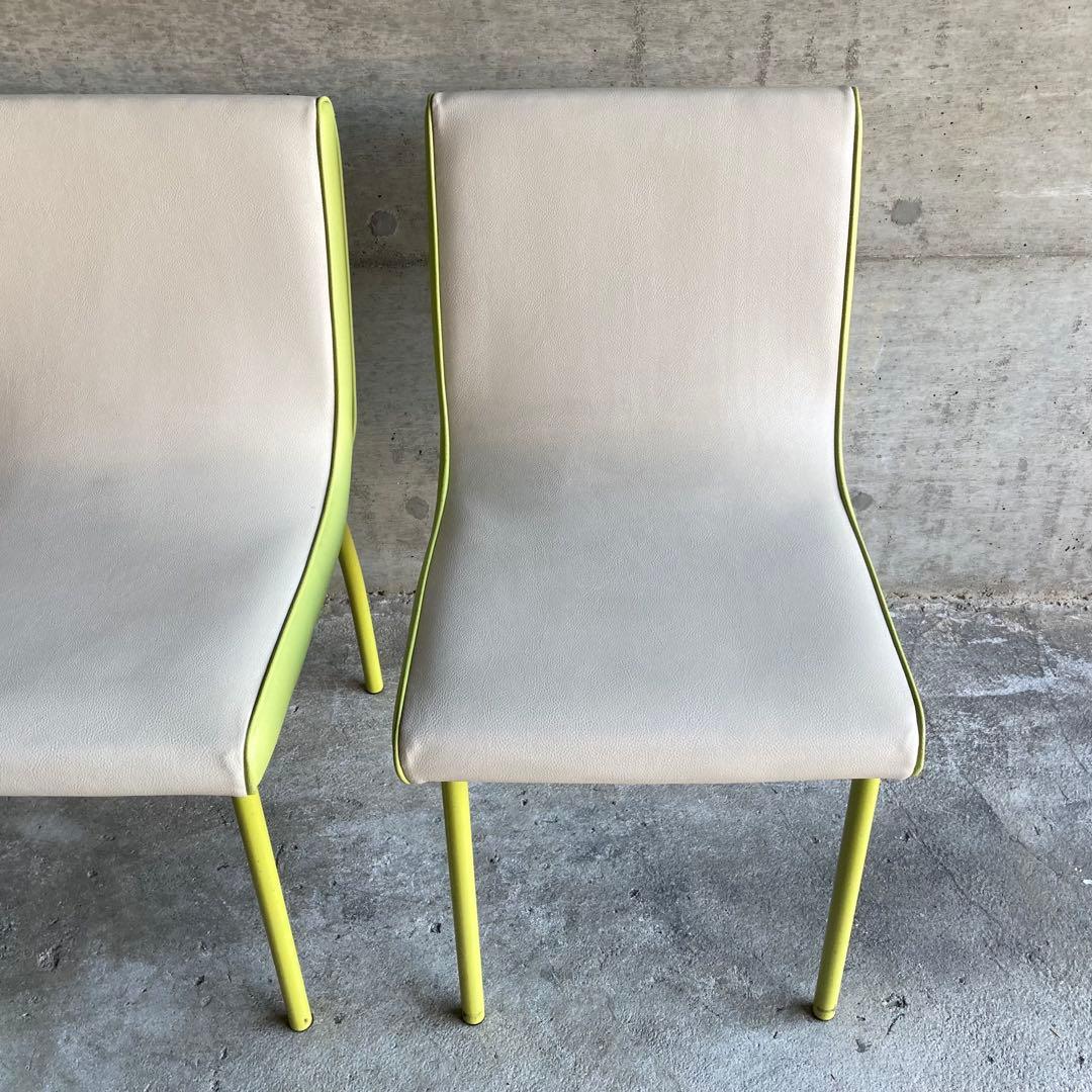 PROCEED チェア 椅子 背もたれ 2脚 ホワイト グリーン ポップ レトロ