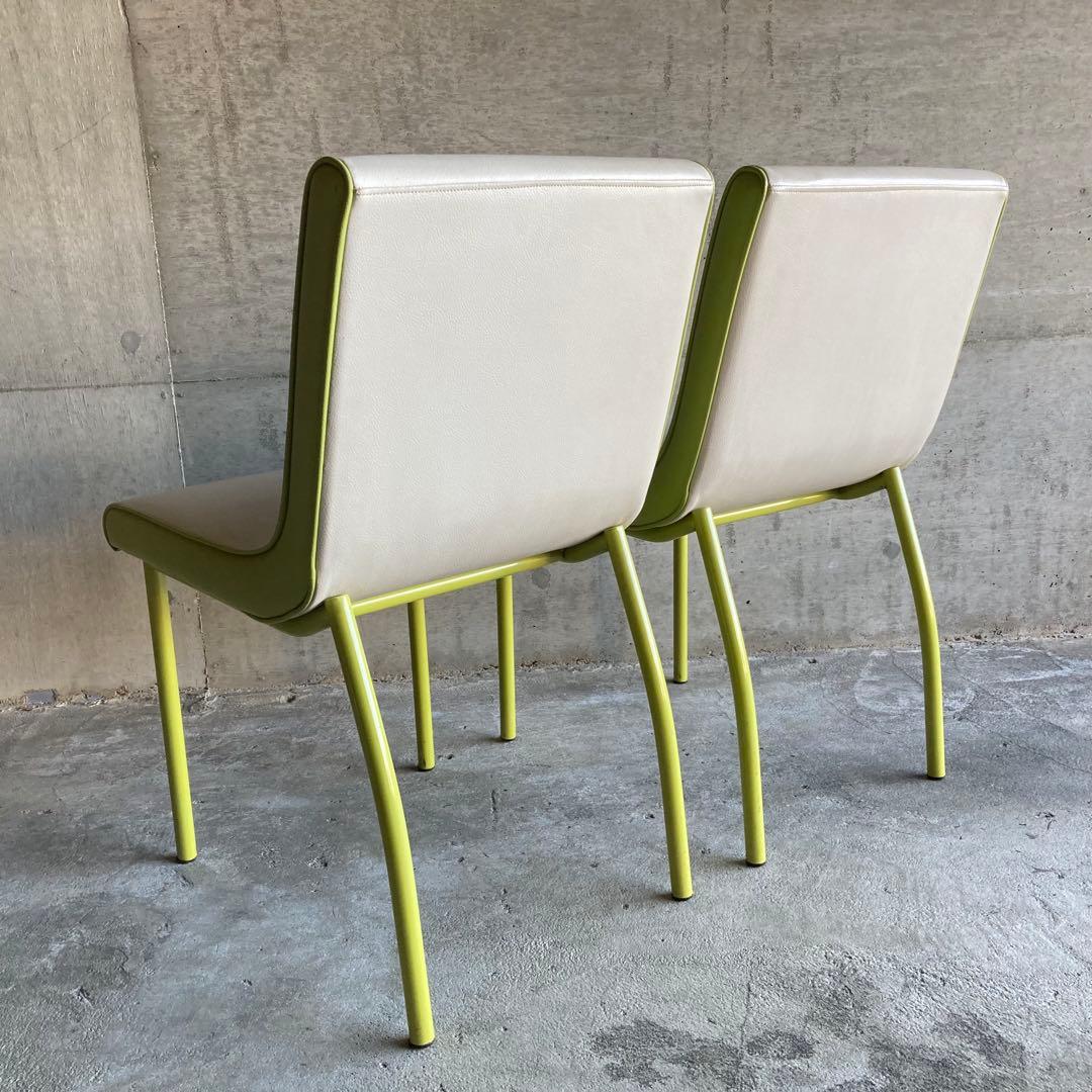 PROCEED チェア 椅子 背もたれ 2脚 ホワイト グリーン ポップ レトロ