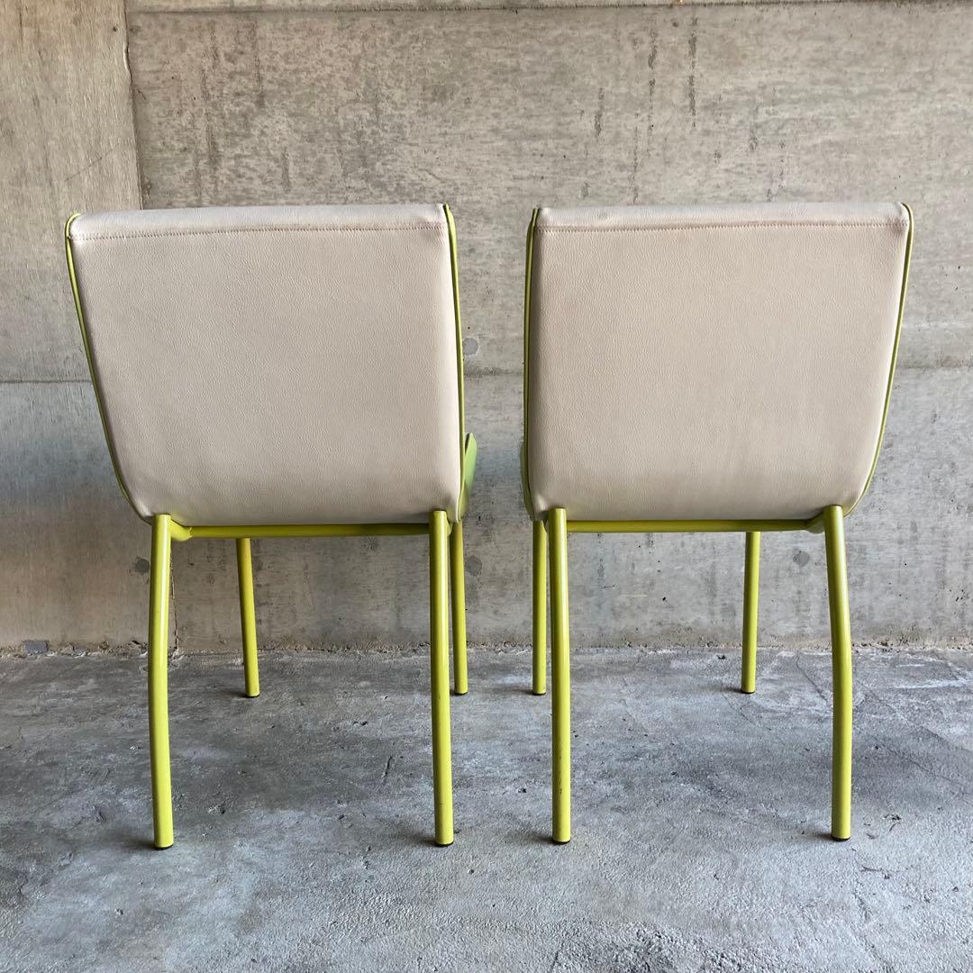 PROCEED チェア 椅子 背もたれ 2脚 ホワイト グリーン ポップ レトロ