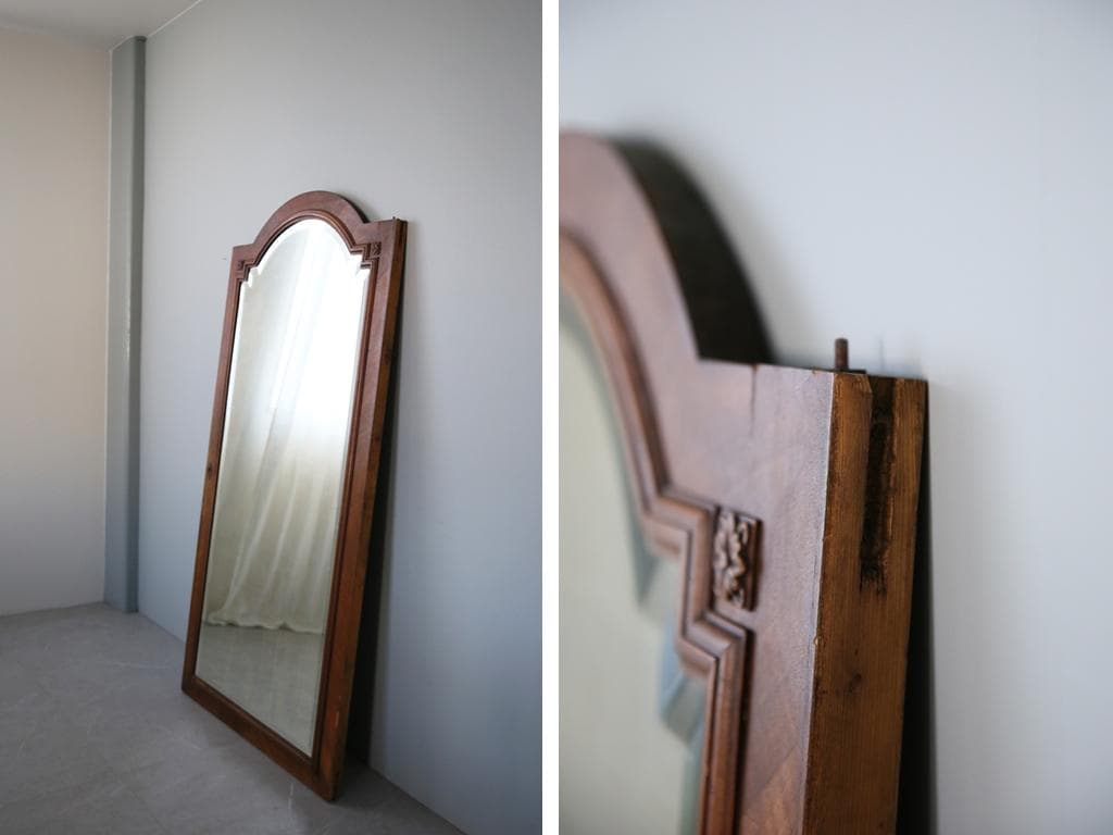 フランスアンティーク大型鏡ベベルドカッティングミラー/姿見/立鏡(71-70-2