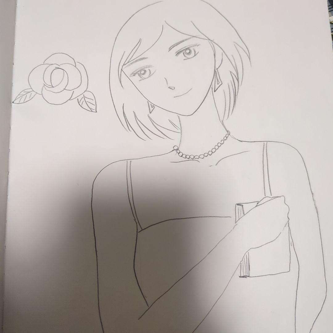 女性のポートレート線画イラスト