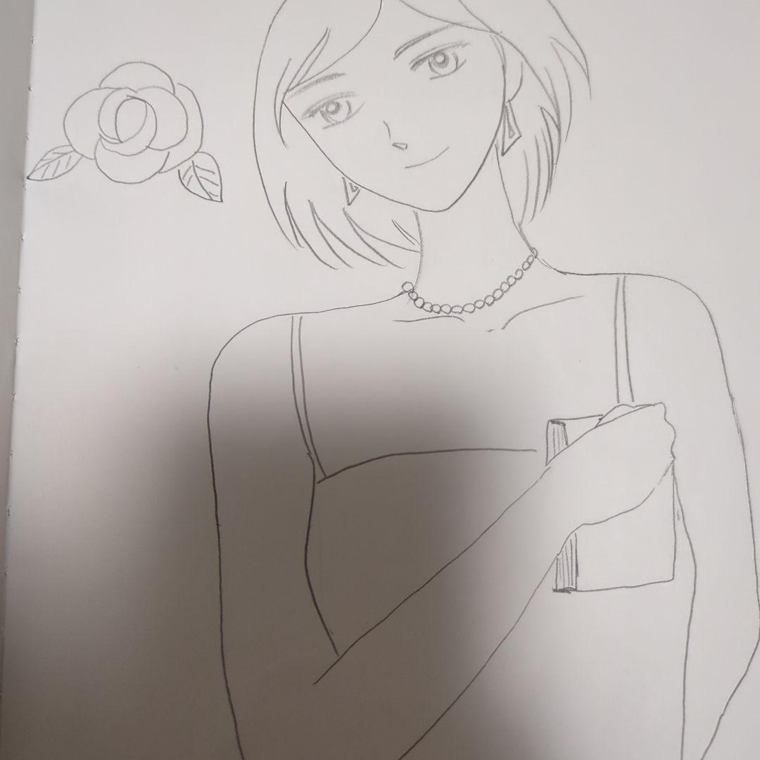 女性のポートレート線画イラスト