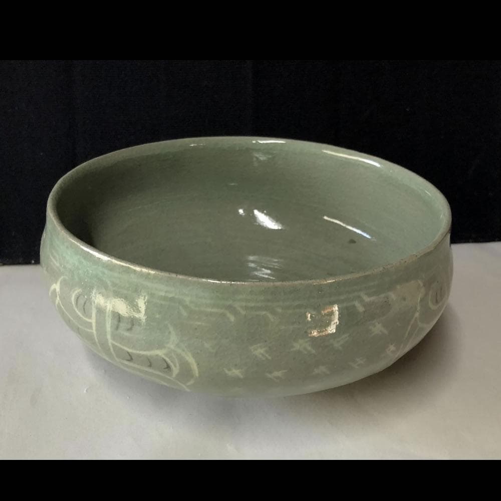 e1382 柳海剛 共箱 高麗青磁茶碗 柳根瀅 韓国人間文化財 茶道具