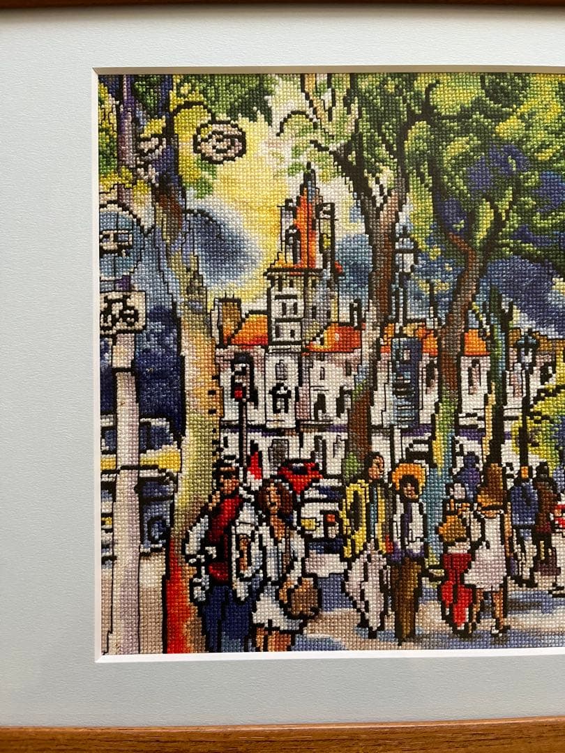刺繍アート クロスステッチ 額付き Paris 完成品