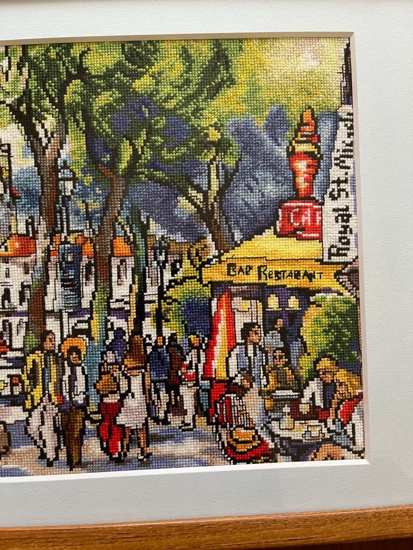 刺繍アート クロスステッチ 額付き Paris 完成品