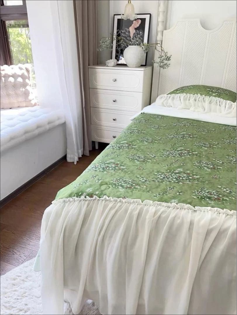 花柄フリル布団カバー4点セット セミダブル テンセル フレンチヴィンテージ