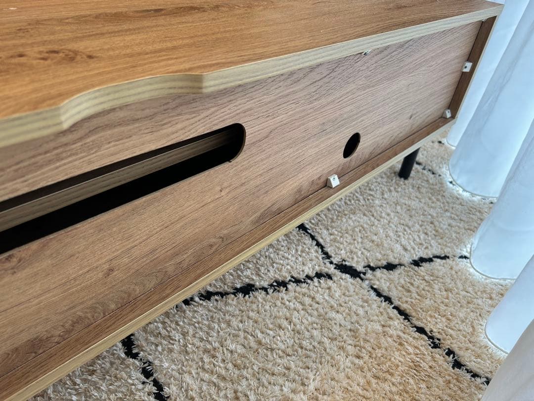 LOWYA テレビ台 木目 スチール脚 幅140