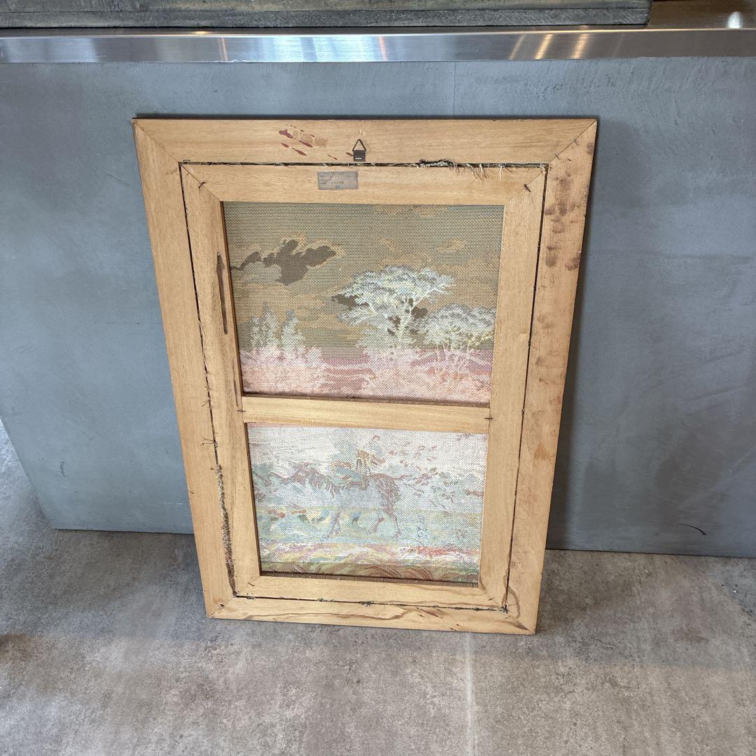 コブラン織額　上流階級の社交風景　フランス　アンティーク