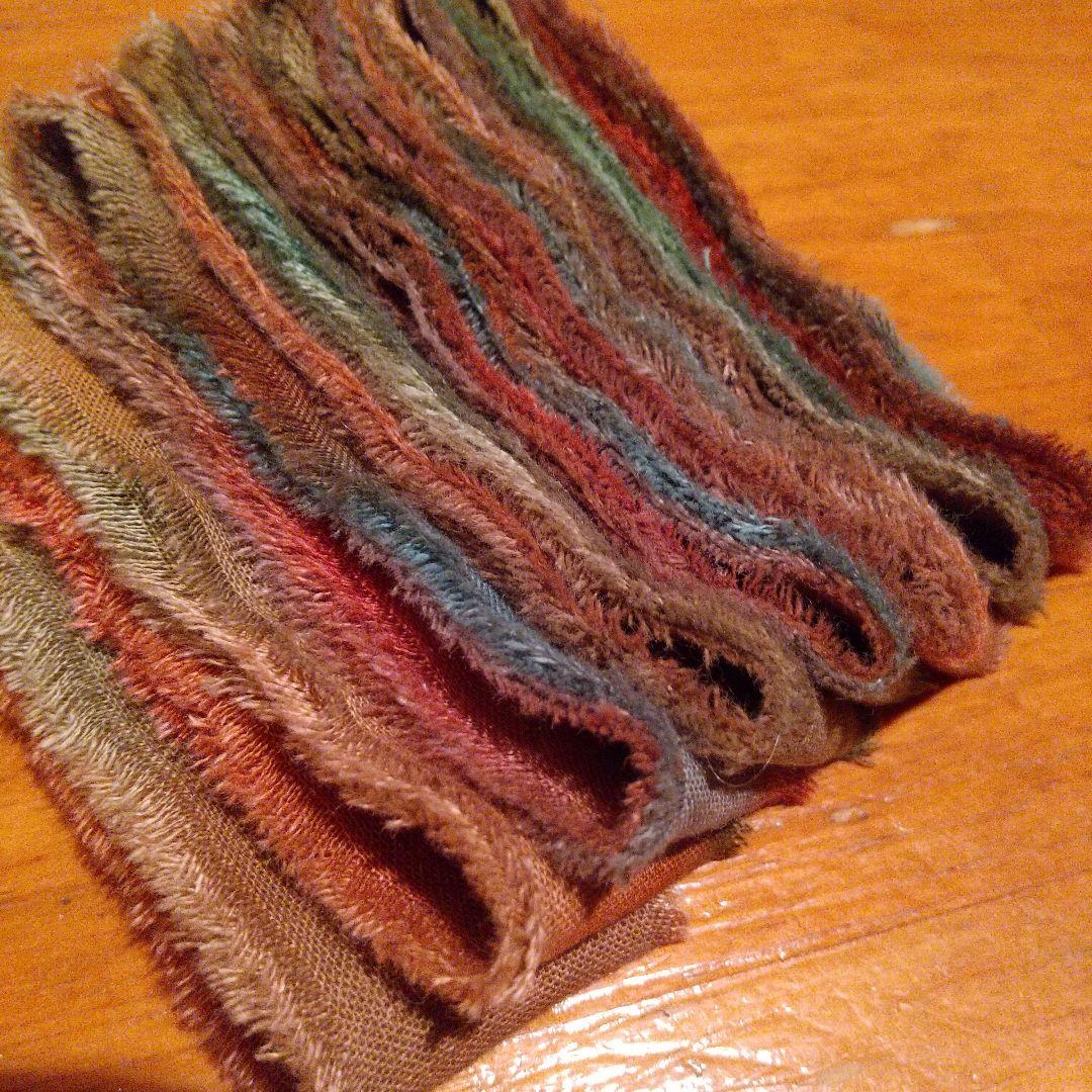 a-chan様90，ジャンクジャーナル素材。手染めフリンジ加工裂き布リボン