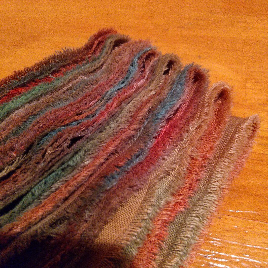 a-chan様90，ジャンクジャーナル素材。手染めフリンジ加工裂き布リボン