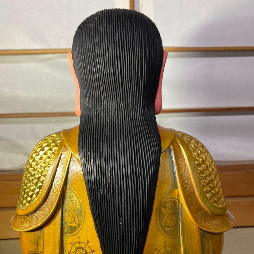 木彫金彩中国風彫刻 約25cm48cm23cm