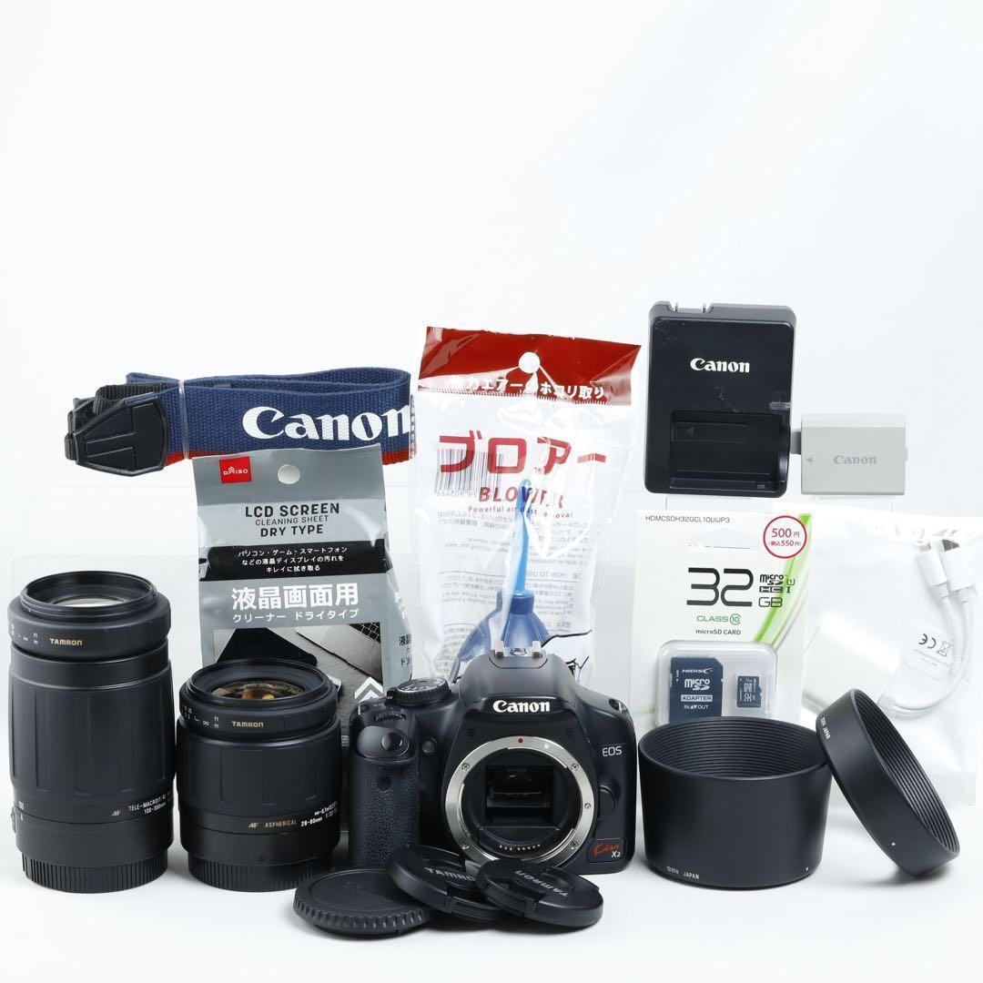 Canon EOS kiss X2初心者おすすめ★ダブルレンズセット★スマホ転送