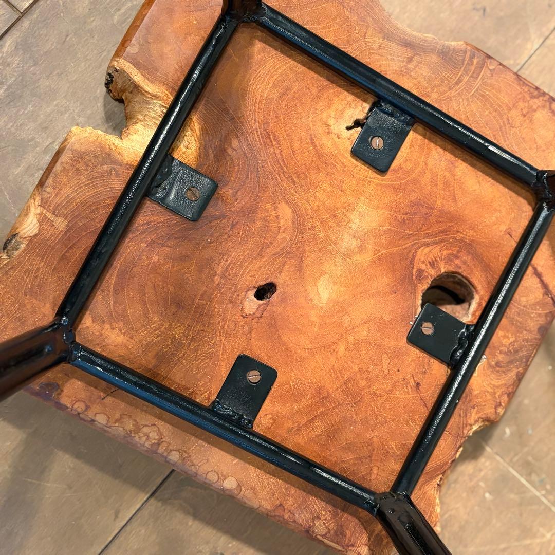 無垢材×鉄脚　スツール サイドテーブル