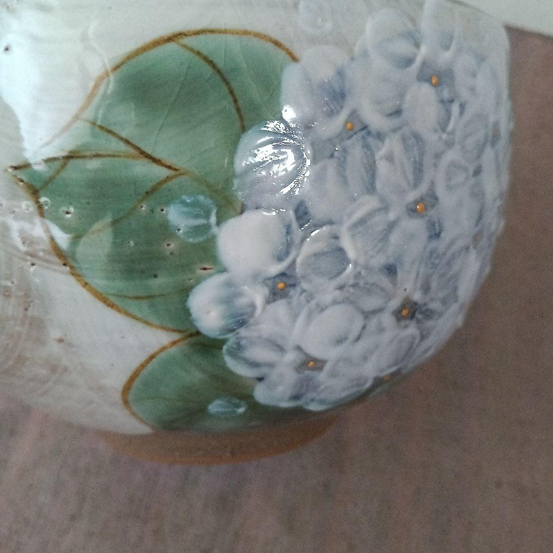 陶あん　紫陽花　中鉢　ボウル　清水焼　京焼 手書き