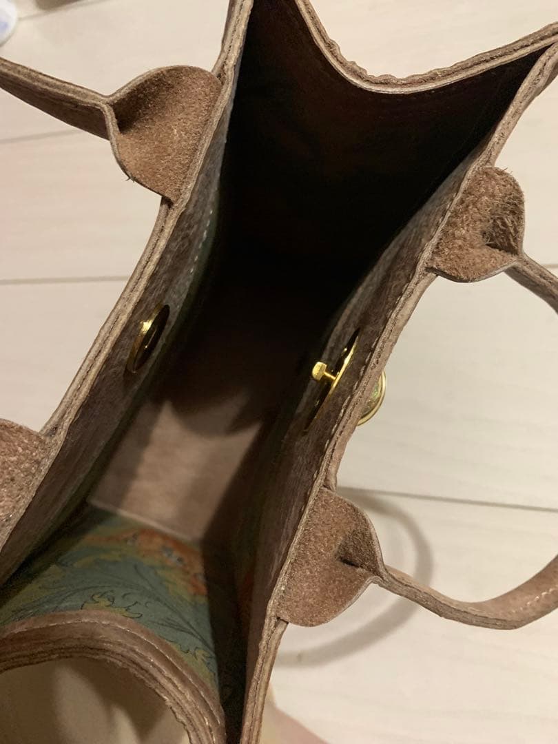 ハンドメイド本革ベージュ スカーフ付きトートバッグ