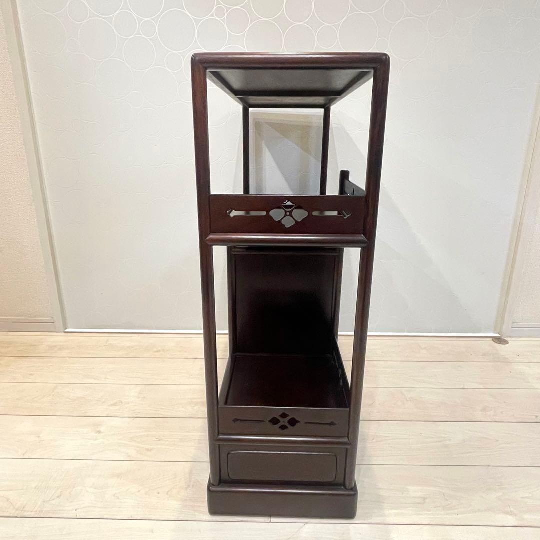 【美品】唐木調 飾り棚 茶箪笥 梅彫刻 和家具 和モダン ヴィンテージ　レトロ