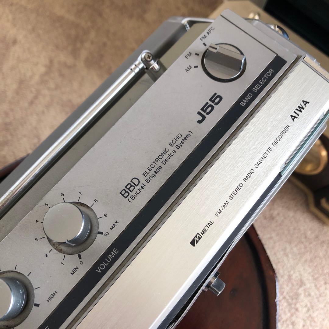 AIWA アイワ　FMAMラジカセ　Jー55 　日本製　レトロ　カセットジャンク