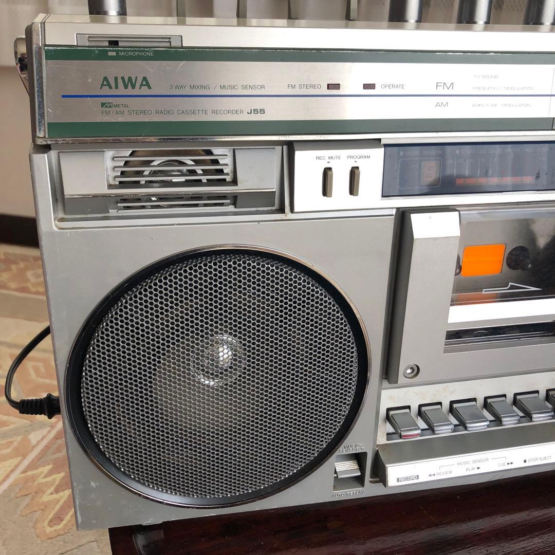 AIWA アイワ　FMAMラジカセ　Jー55 　日本製　レトロ　カセットジャンク