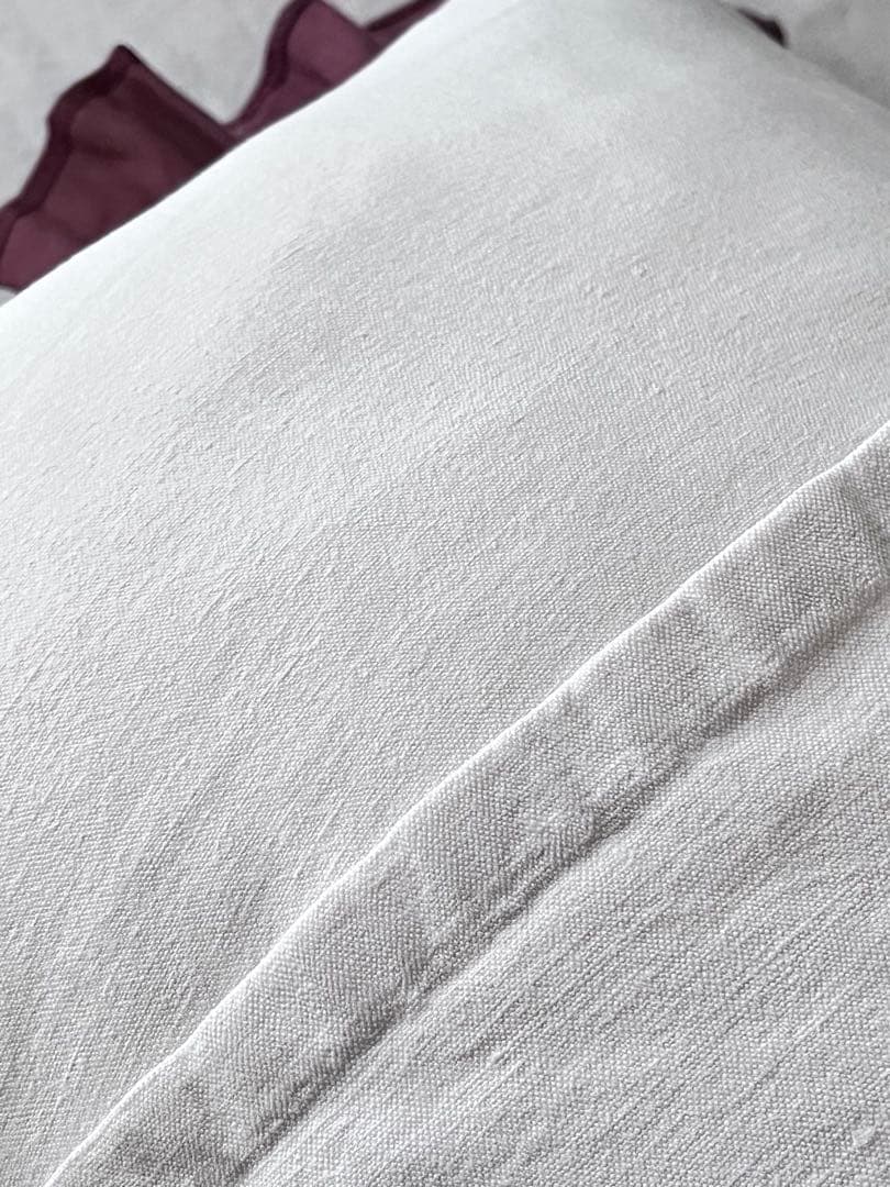 【美品】フランスアンティーク チュールフリル モノグラムクッション