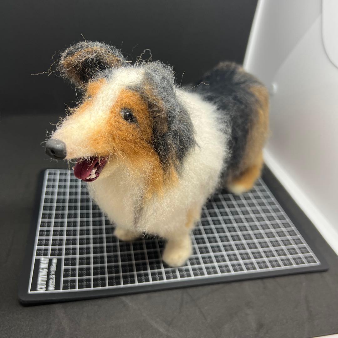 羊毛フェルト犬 シェルティー　　置物