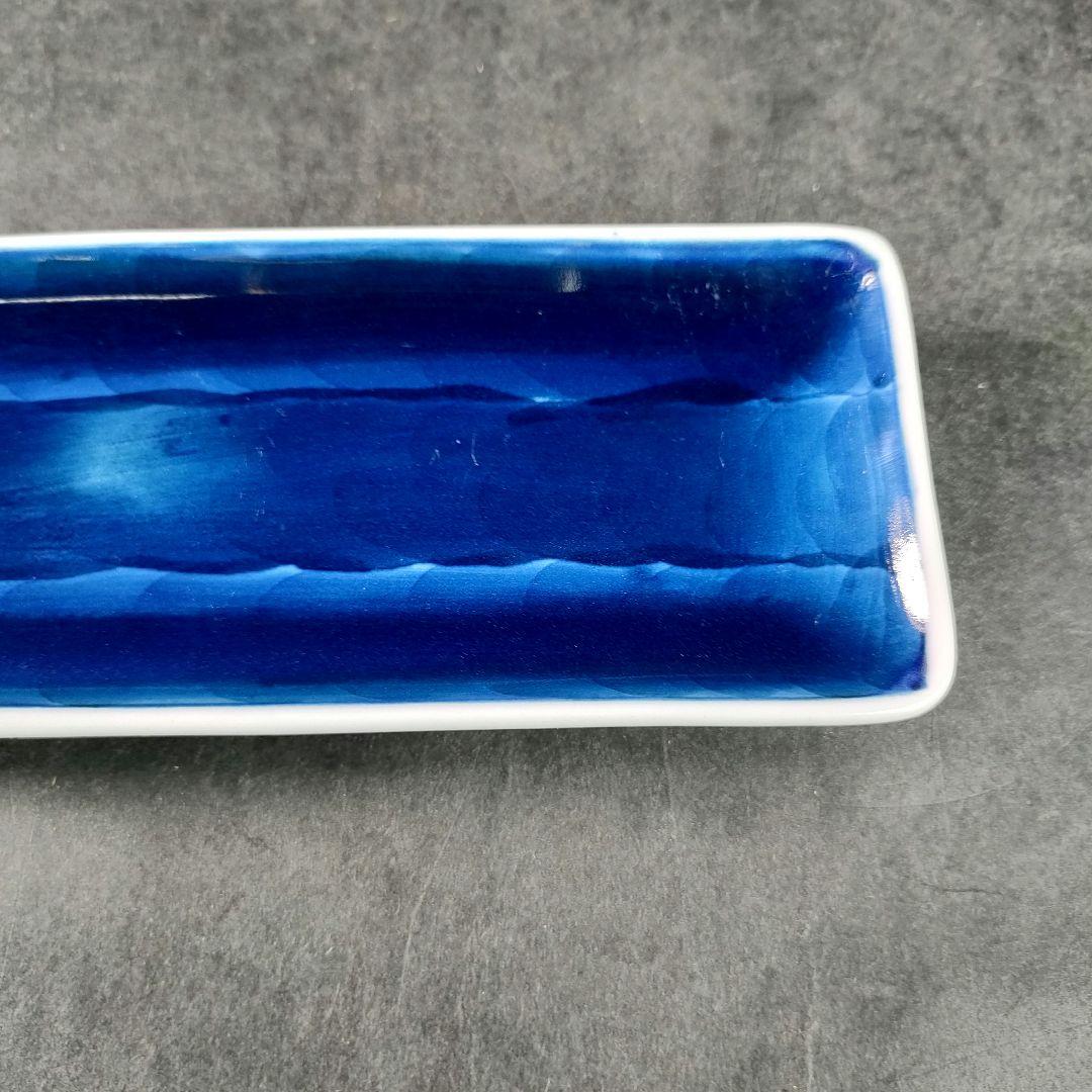 C8-2/有田焼/源右衛門/染付濃藍長角皿7客/飾皿/銘々皿/向付/懐石料理