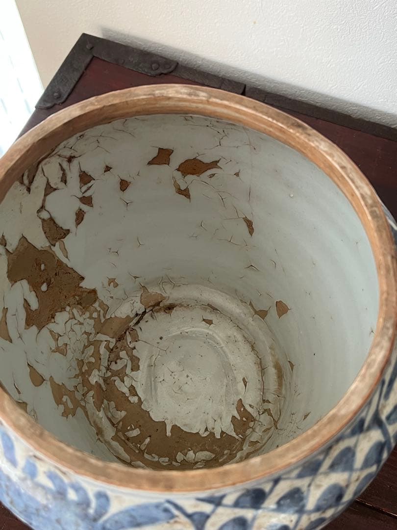 希少　明時代　呉須染付　茶道具　福寿字文　芙蓉手青海波　古染付　芙蓉手　蓋付水差