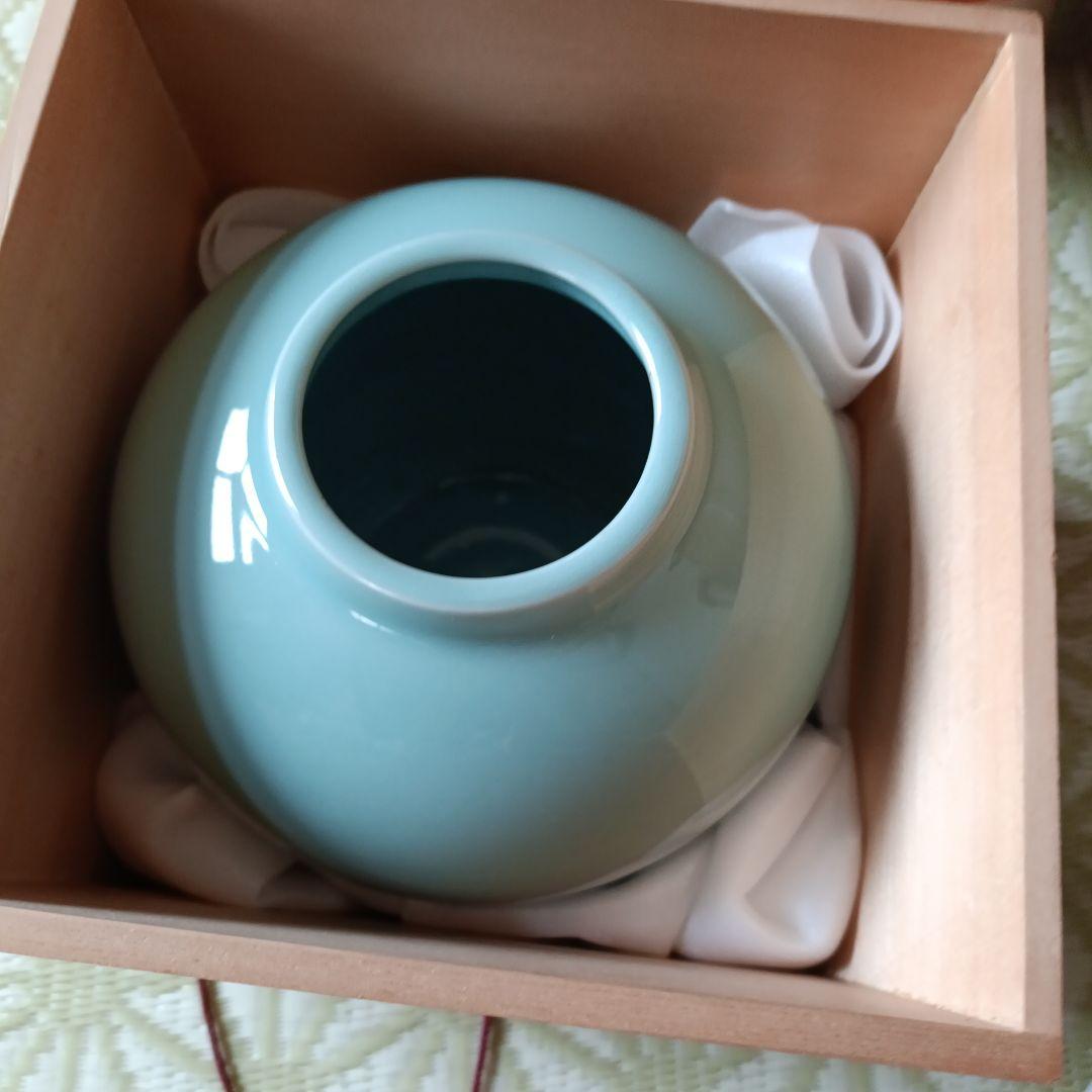 青磁　花瓶　富田幸治郎　陶器　花器　壺　阪急　記念品