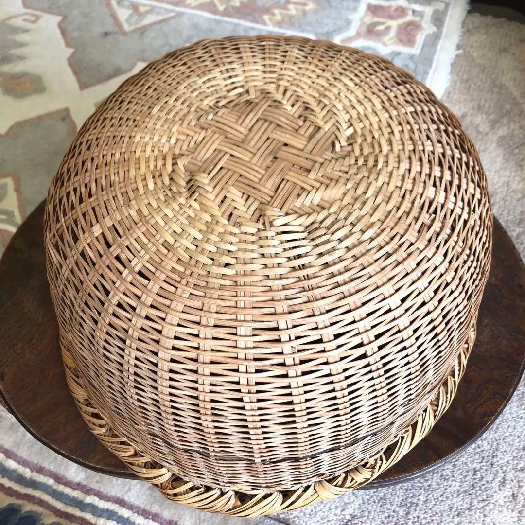 鳥越の竹細工　丸かご　鈴竹　大型　口径36㎝　保管品