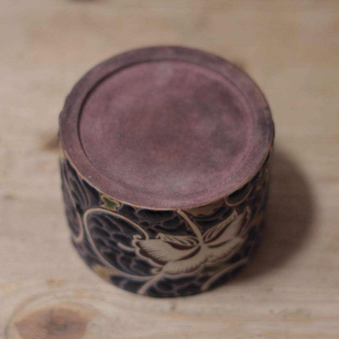 京焼 帯山与兵衛 色絵 火入れ 見立ての筒茶碗
