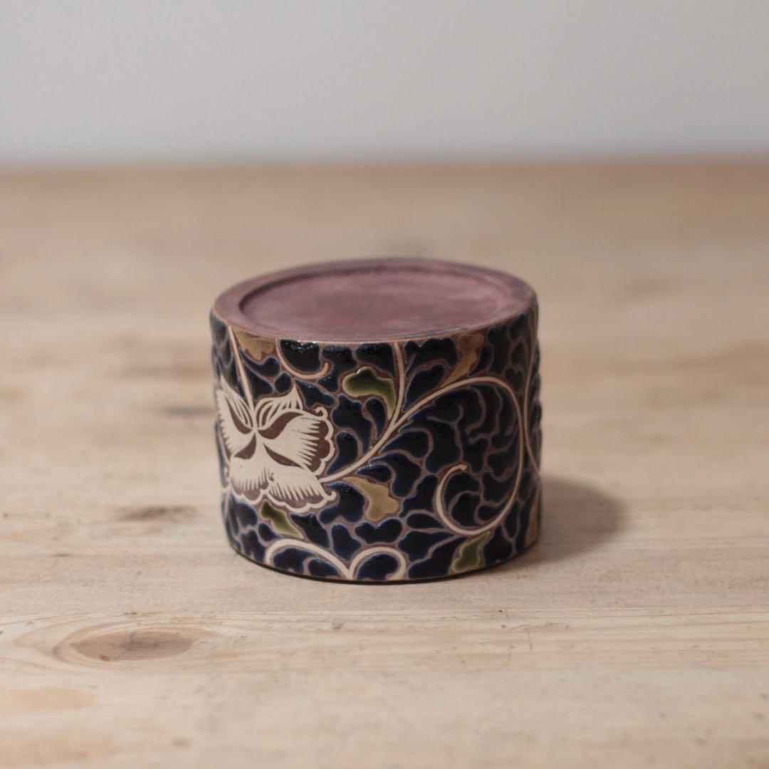 京焼 帯山与兵衛 色絵 火入れ 見立ての筒茶碗