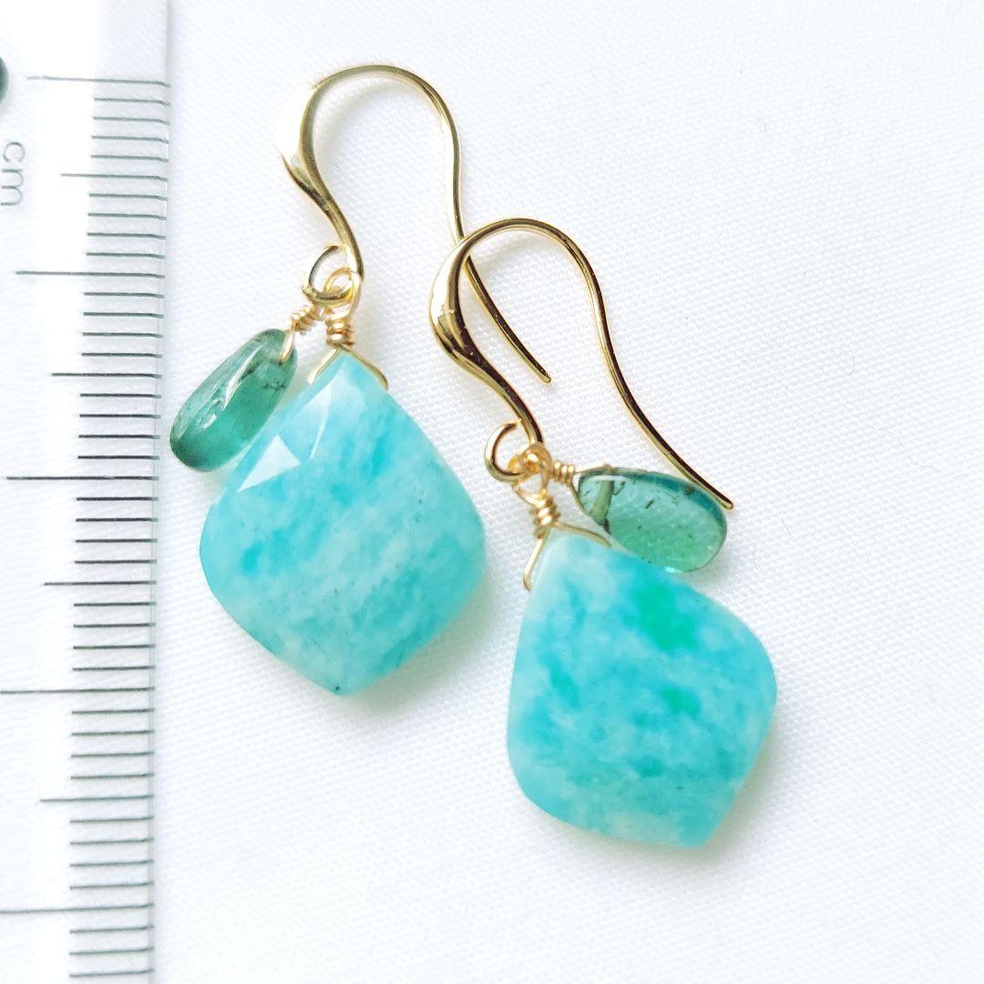 【たまきち様】#812　K16GP　アマゾナイト　リーフカット　Gトルマリン