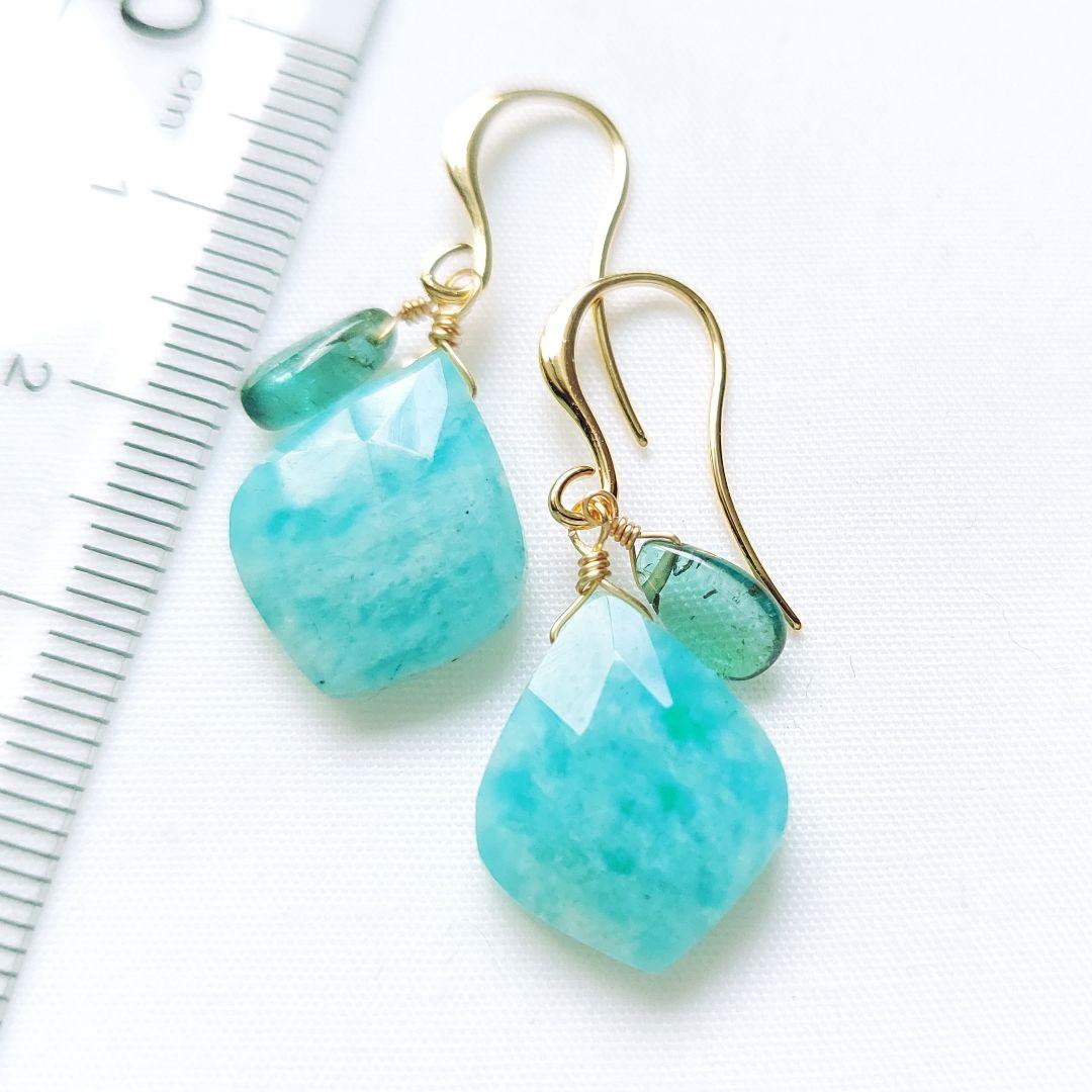 【たまきち様】#812　K16GP　アマゾナイト　リーフカット　Gトルマリン