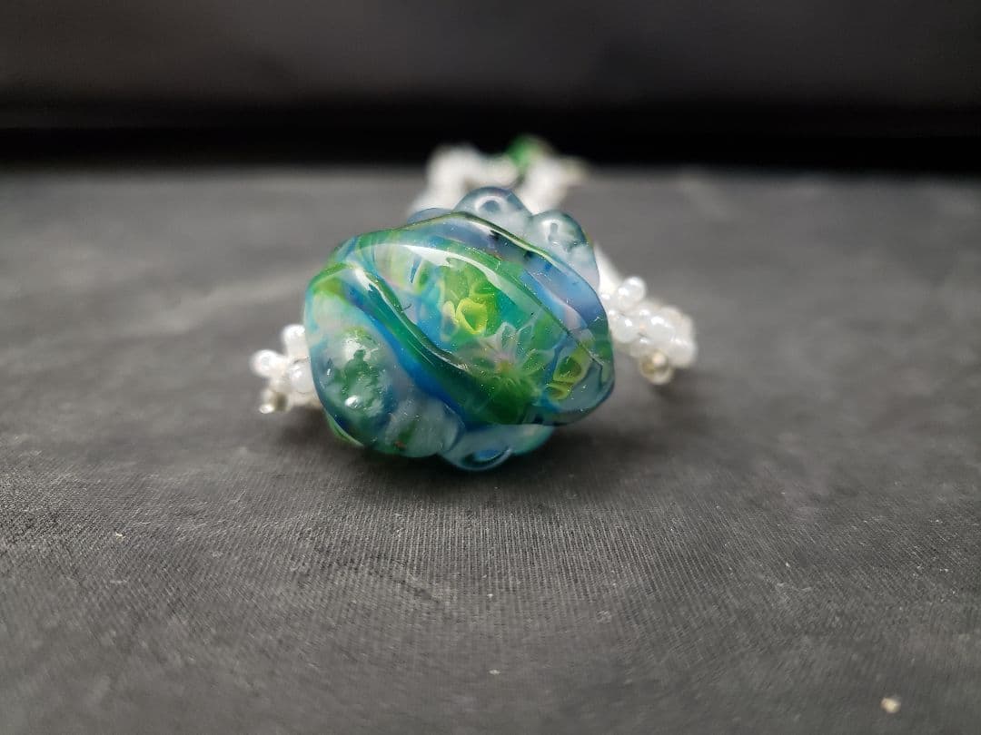 とんぼ玉　ネックレス　ハンドメイド　手作り　ビーズアクセサリー