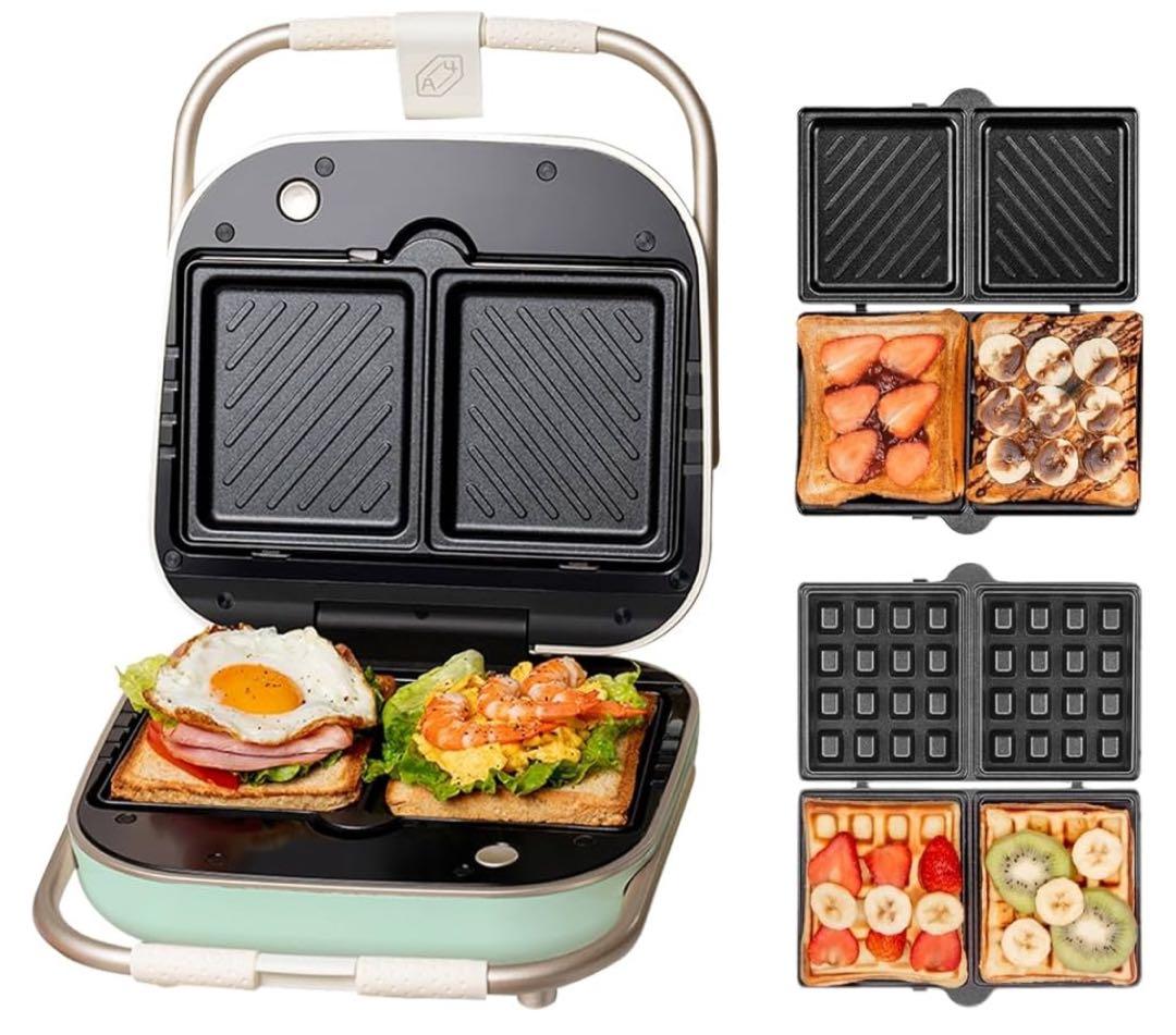 SOLEMOOD 耳まで焼ける ホットサンド&ワッフルメーカー(プレート２種類)