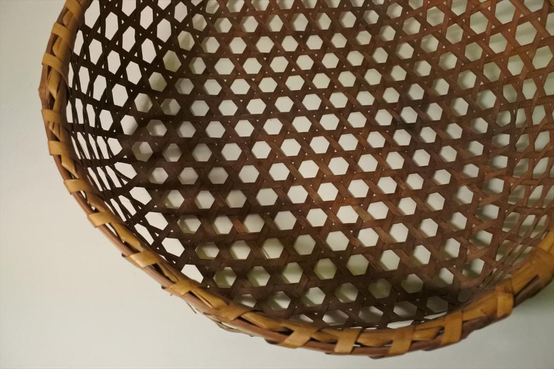 昭和時代　竹籠　レトロ　オブジェ　ハンドメイド