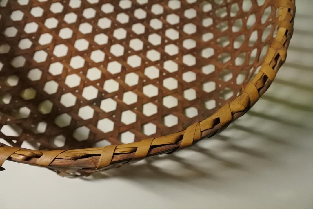 昭和時代　竹籠　レトロ　オブジェ　ハンドメイド