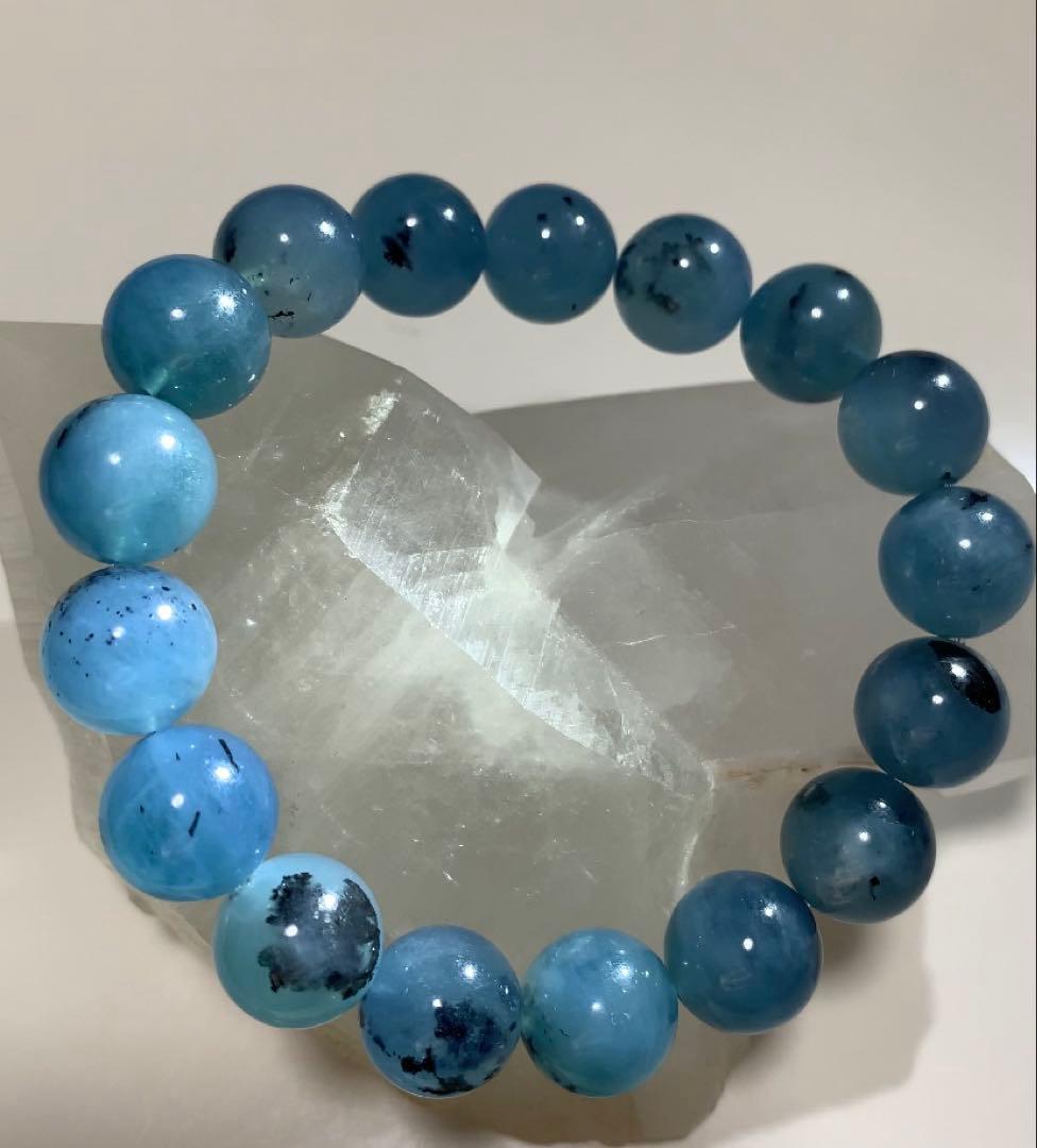 ⭐️発色抜群⭐️マイカインアクアマリン　ブレスレット　② アクアマリン