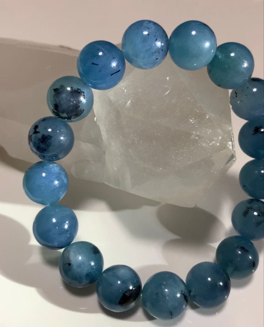 ⭐️発色抜群⭐️マイカインアクアマリン　ブレスレット　② アクアマリン