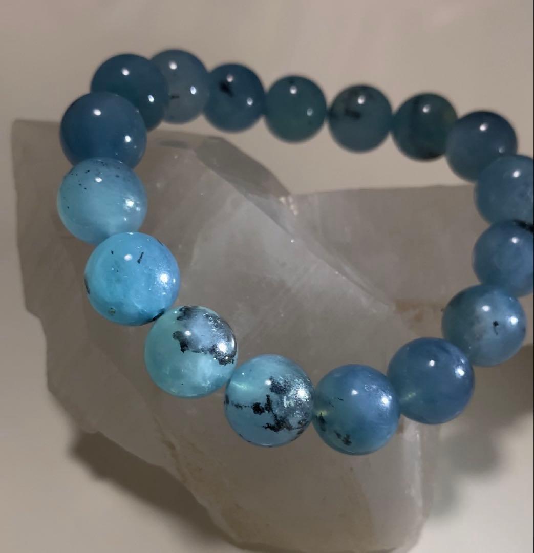 ⭐️発色抜群⭐️マイカインアクアマリン　ブレスレット　② アクアマリン